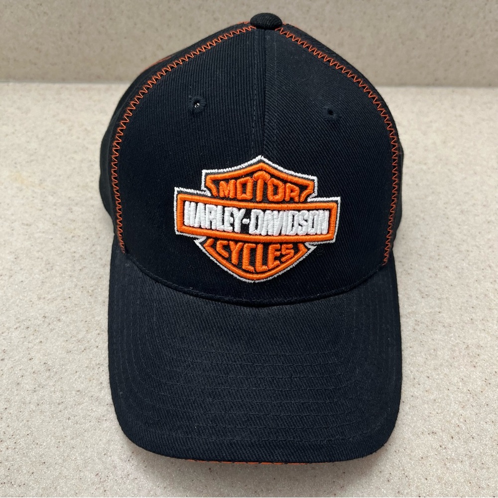 Harley Davidson Motorcyles Hat Cap Adjustable Black Orange